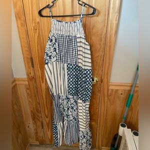 Universal Thread, Blue and White Spaghetti Strap Long Dress, Size XL